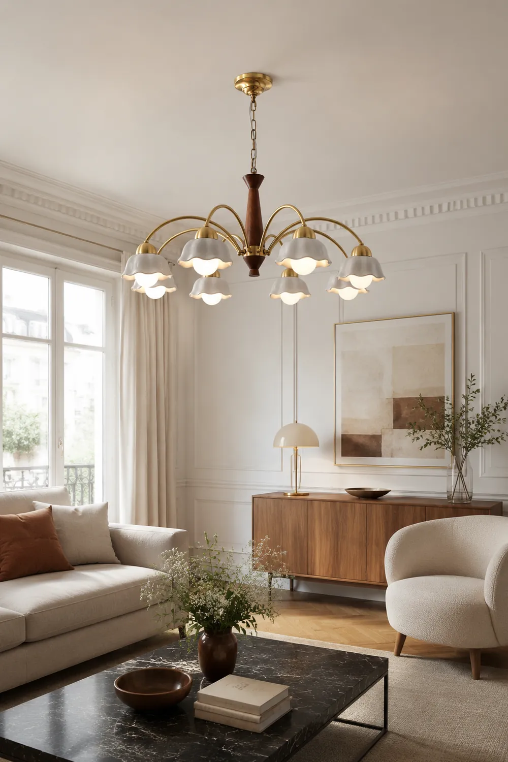 Swedish Modern Brass Chandelier - Lumpaz