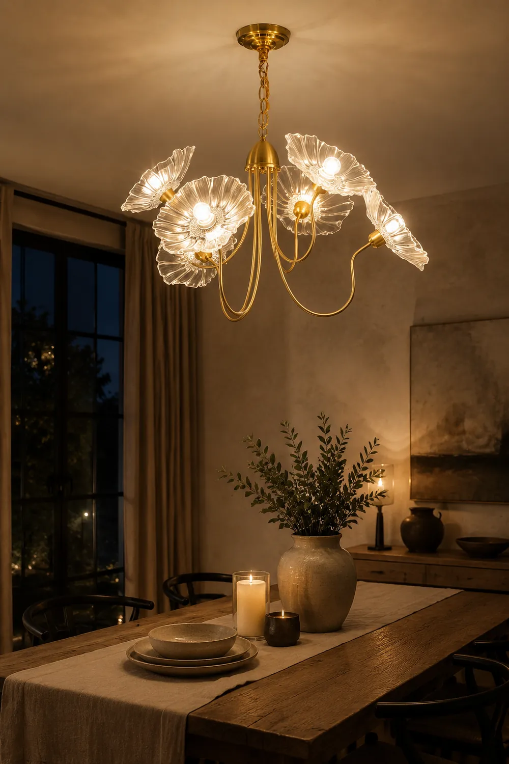 Lotus Leaf Glass Chandelier - Lumpaz