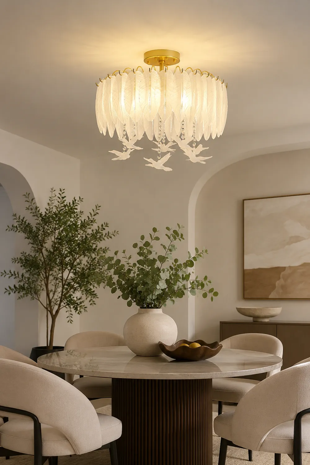Glass Feather Ceiling Light - Lumpaz