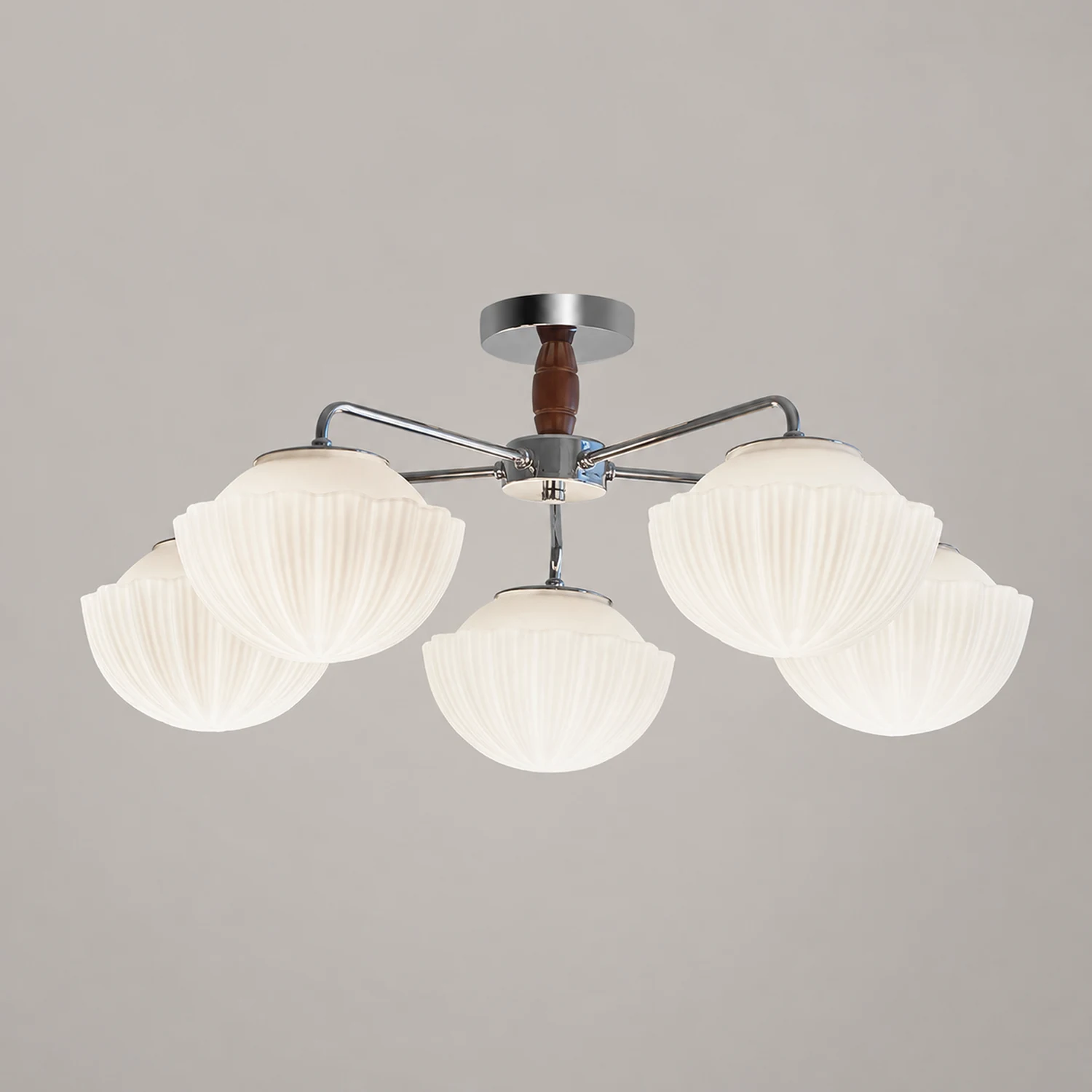 Ribbed Walnut Ceiling Lamp - Lumpaz