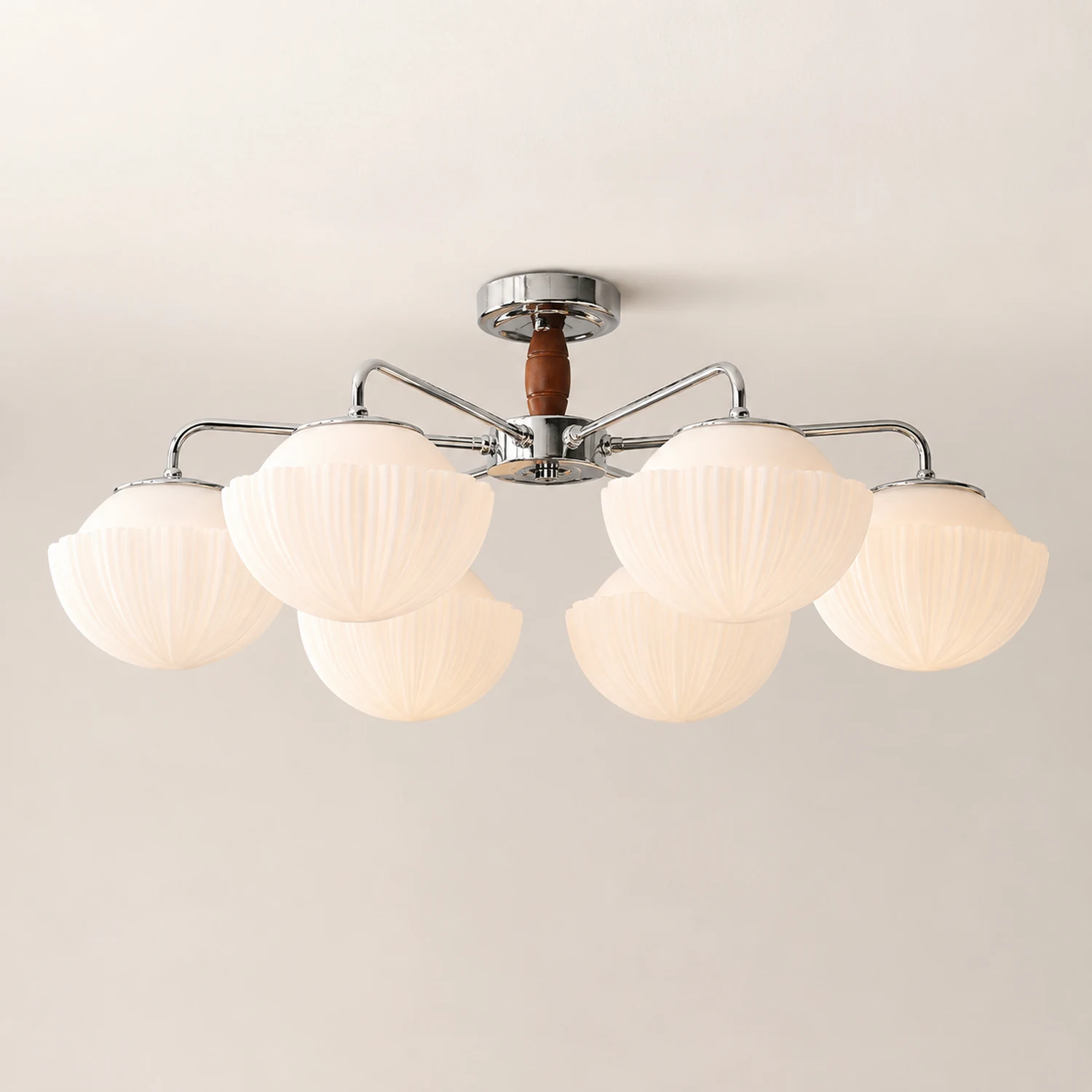Ribbed Walnut Ceiling Lamp - Lumpaz