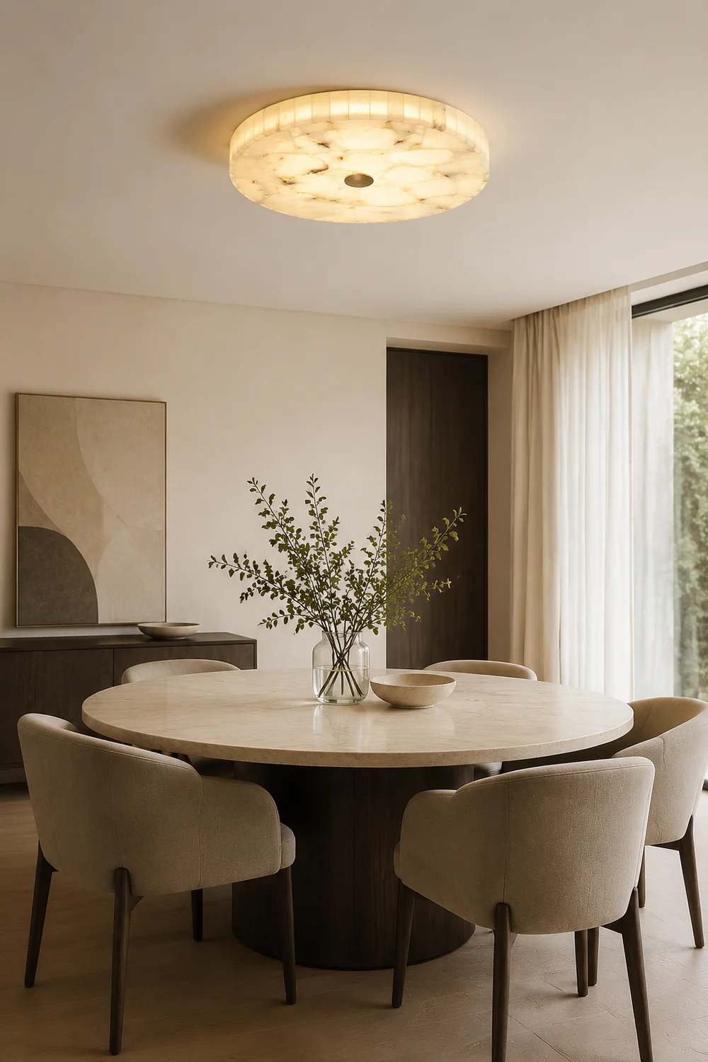 Round Alabaster Ceiling Lamp - Lumpaz