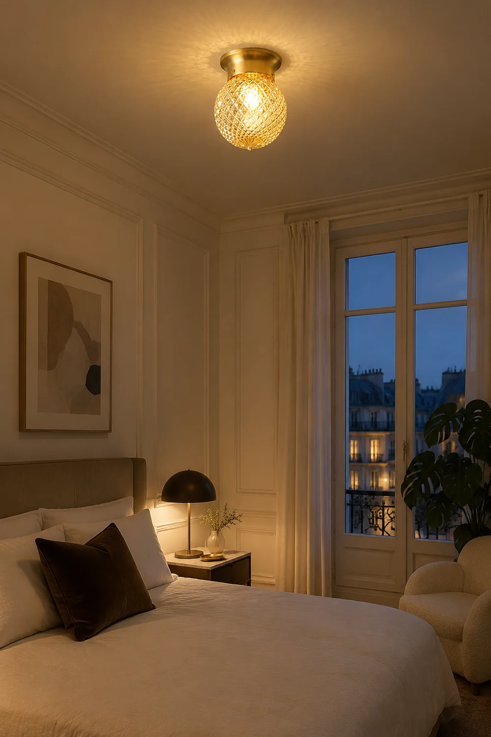 Reeded Globe Flush Ceiling Light - Lumpaz