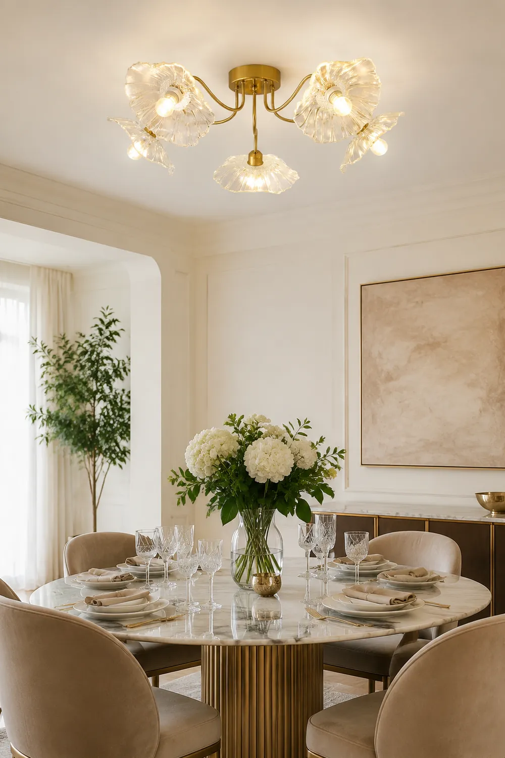 Lotus Leaf Glass Ceiling Lamp - Lumpaz