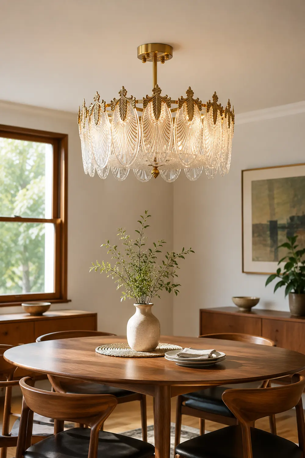 Decorative Pattern Glass Round Chandelier - Lumpaz