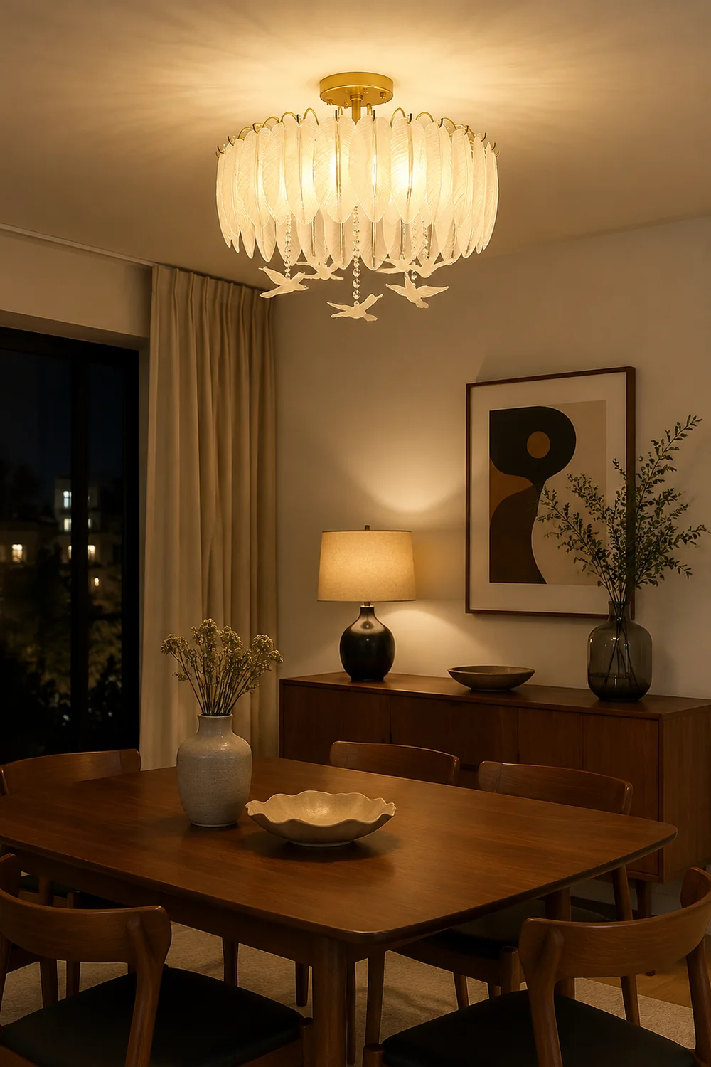 Glass Feather Ceiling Light - Lumpaz