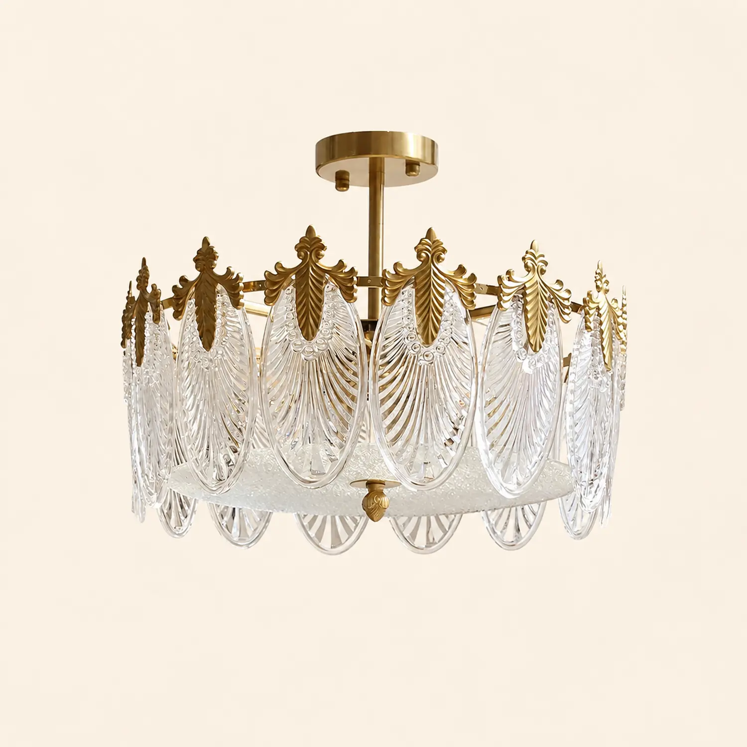 Decorative Pattern Glass Round Chandelier - Lumpaz