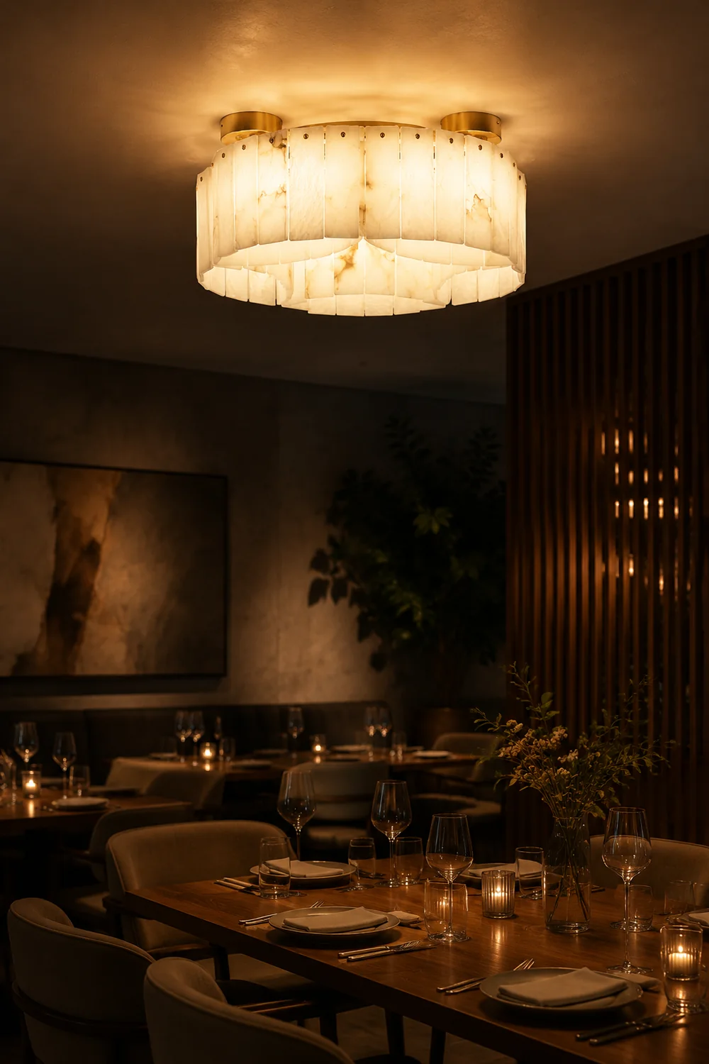 Luxe Alabaster Brass Ceiling Lamp - Lumpaz