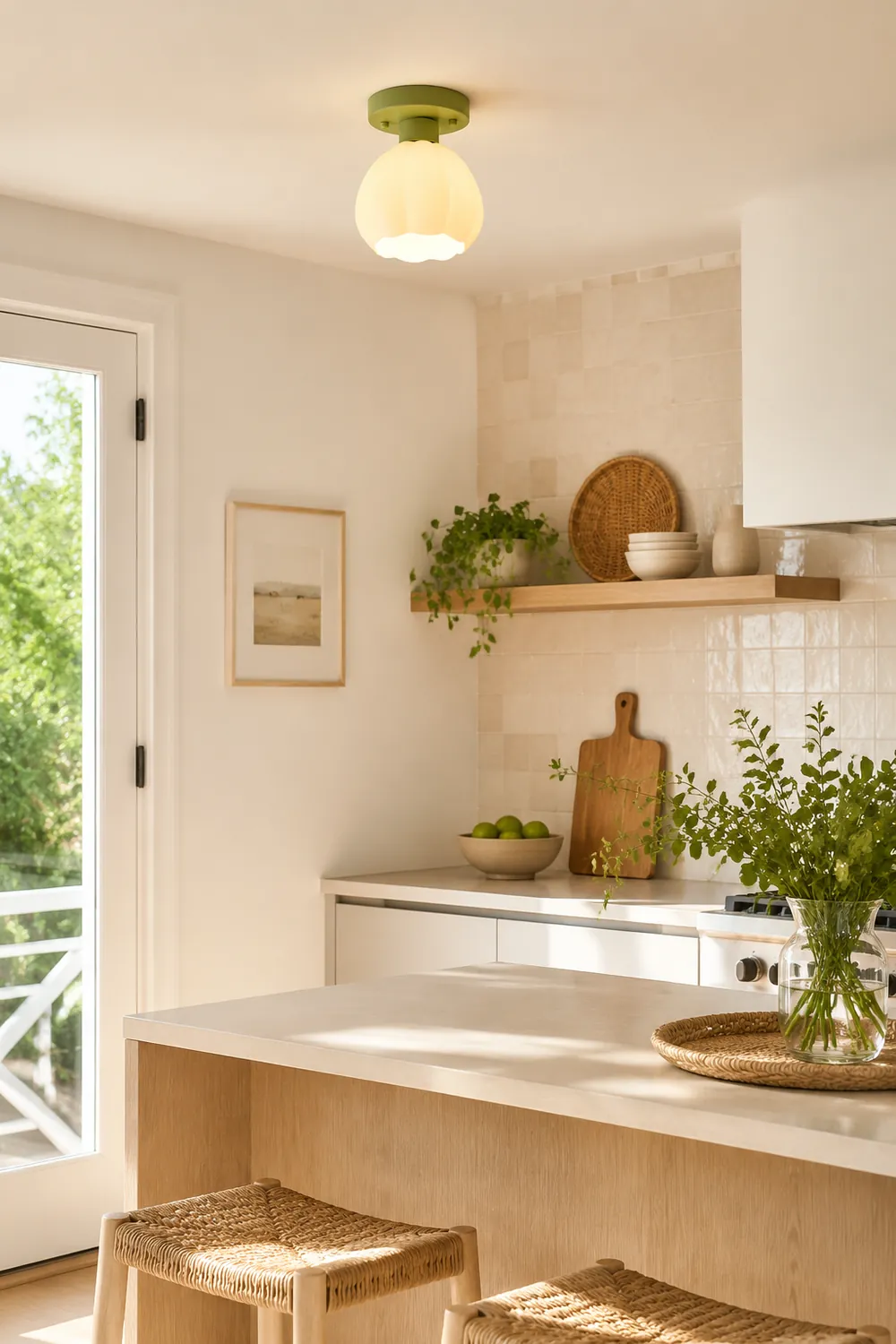 Flower Shaded Semi Flushmount Light - Lumpaz