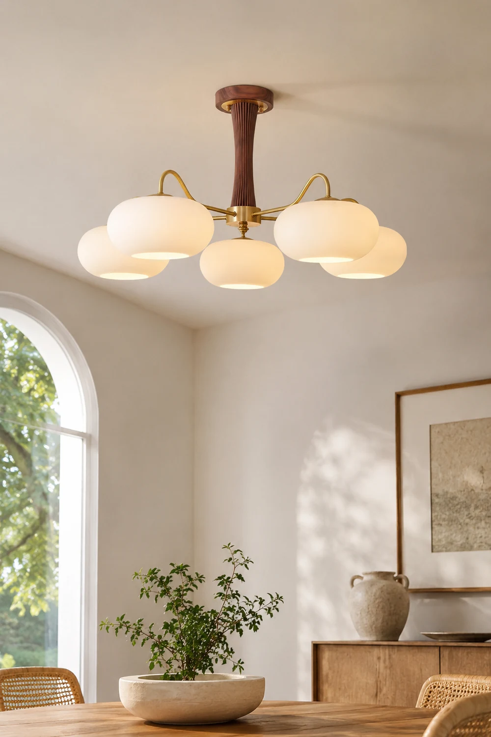 Brass Wooden Persimmon Ceiling Lamp - Lumpaz