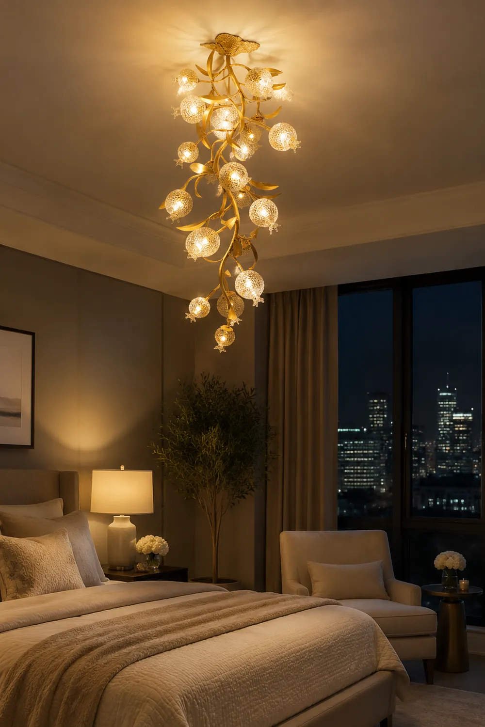 Pomegranate Brass Ceiling Lamp - Lumpaz