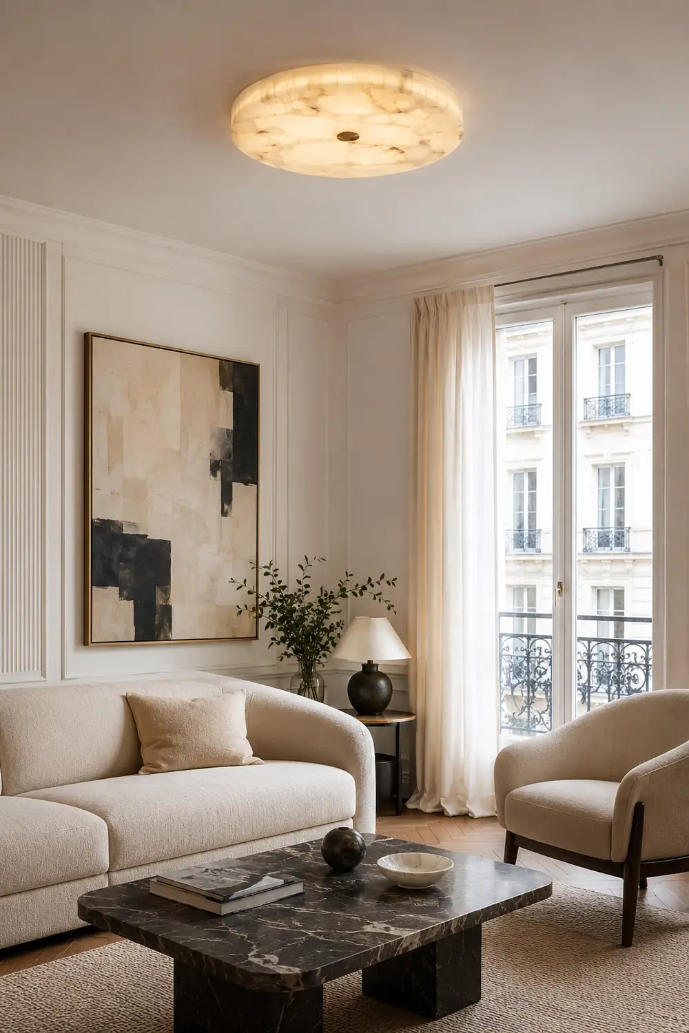 Round Alabaster Ceiling Lamp - Lumpaz