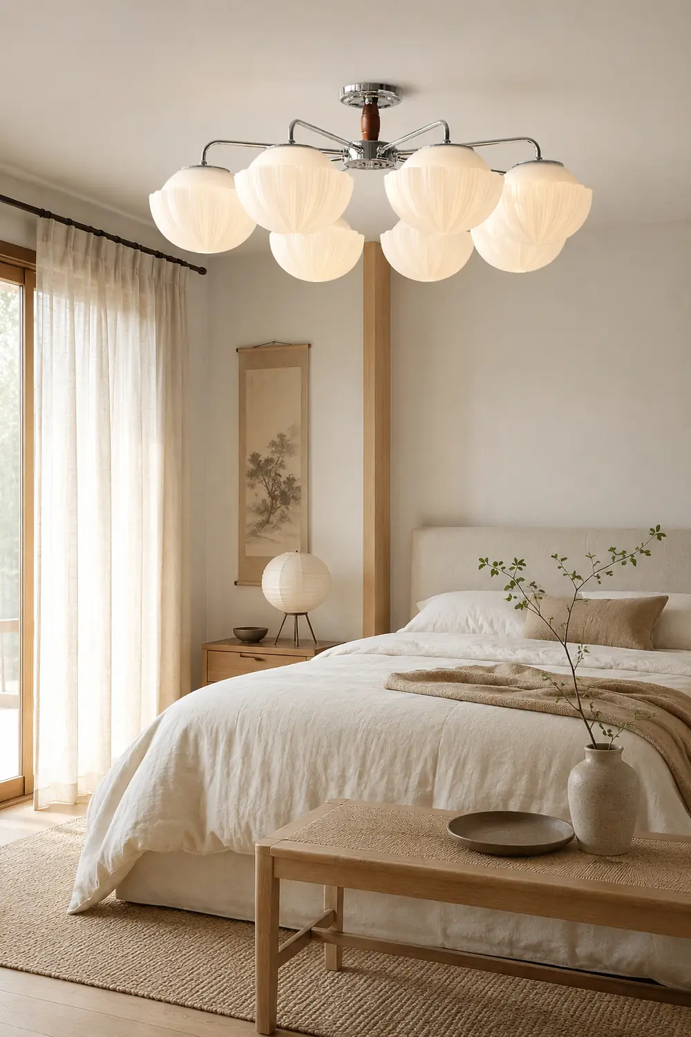 Ribbed Walnut Ceiling Lamp - Lumpaz