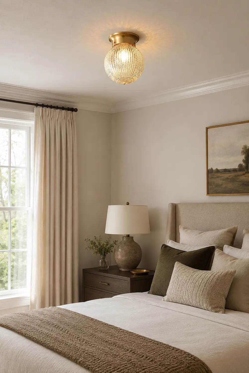 Reeded Globe Flush Ceiling Light - Lumpaz