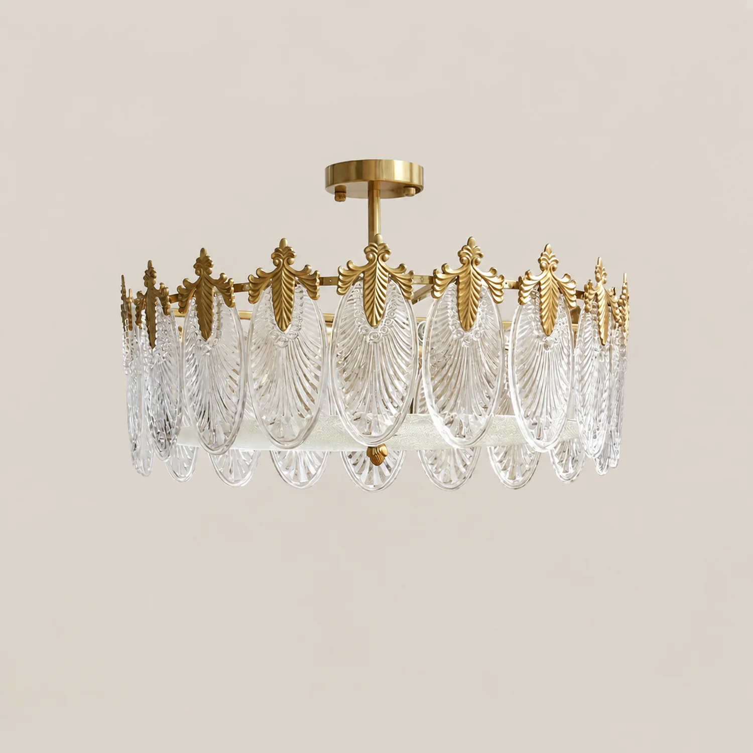Decorative Pattern Glass Round Chandelier - Lumpaz