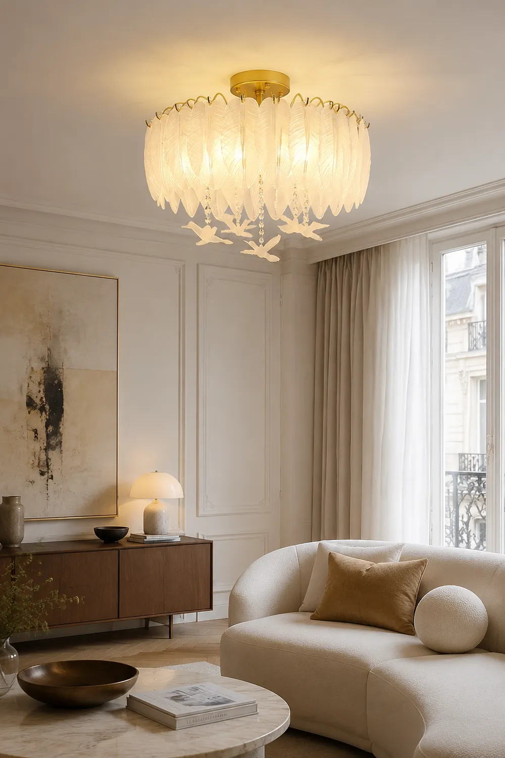 Glass Feather Ceiling Light - Lumpaz