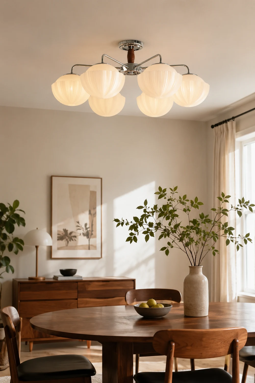 Ribbed Walnut Ceiling Lamp - Lumpaz