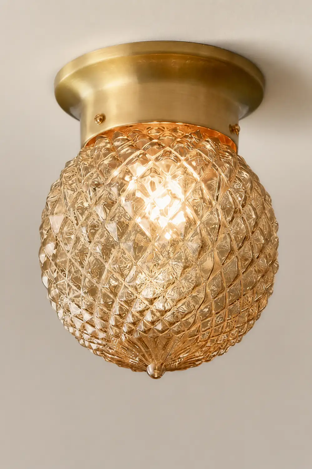 Reeded Globe Flush Ceiling Light - Lumpaz