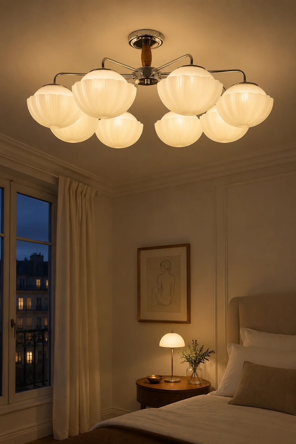 Ribbed Walnut Ceiling Lamp - Lumpaz