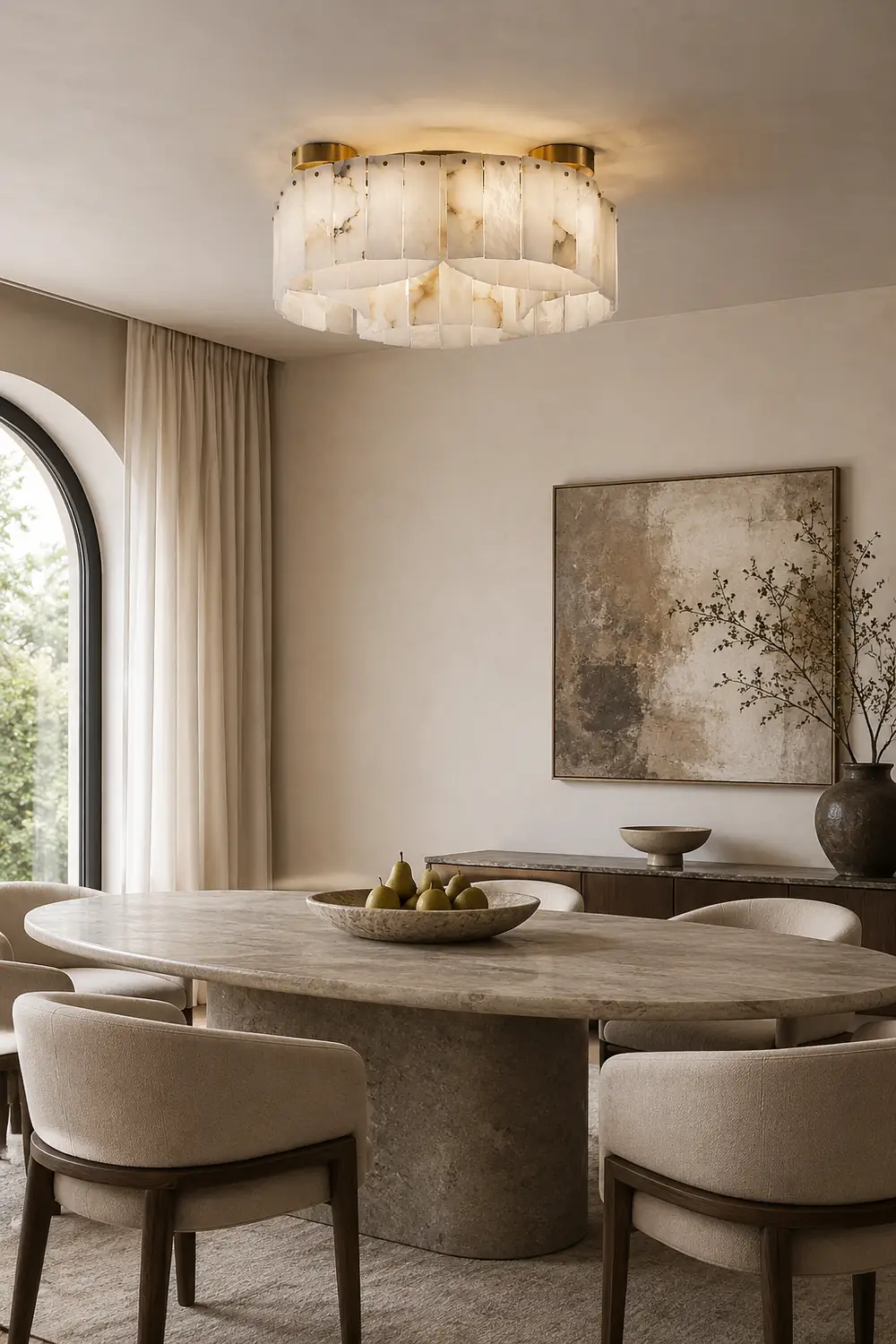 Luxe Alabaster Brass Ceiling Lamp - Lumpaz