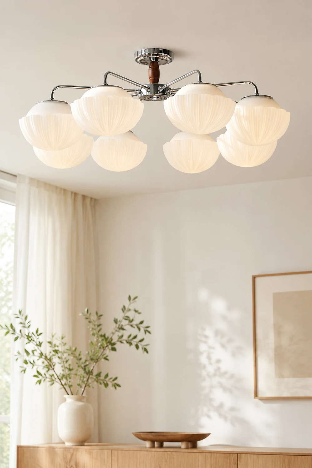 Ribbed Walnut Ceiling Lamp - Lumpaz