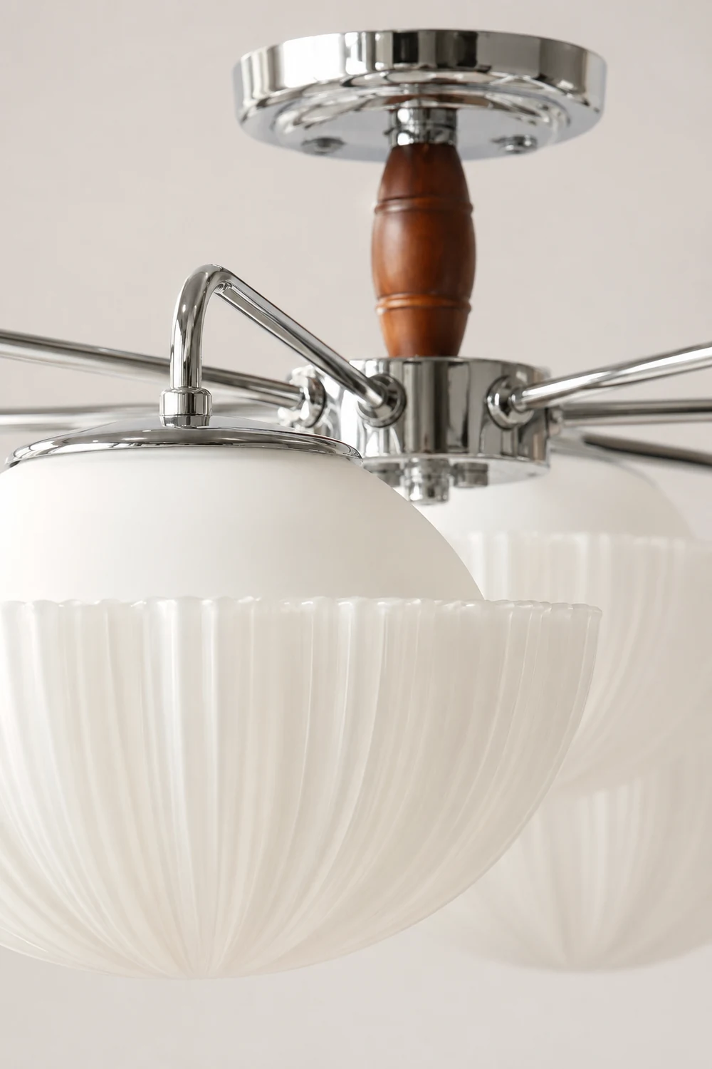 Ribbed Walnut Ceiling Lamp - Lumpaz