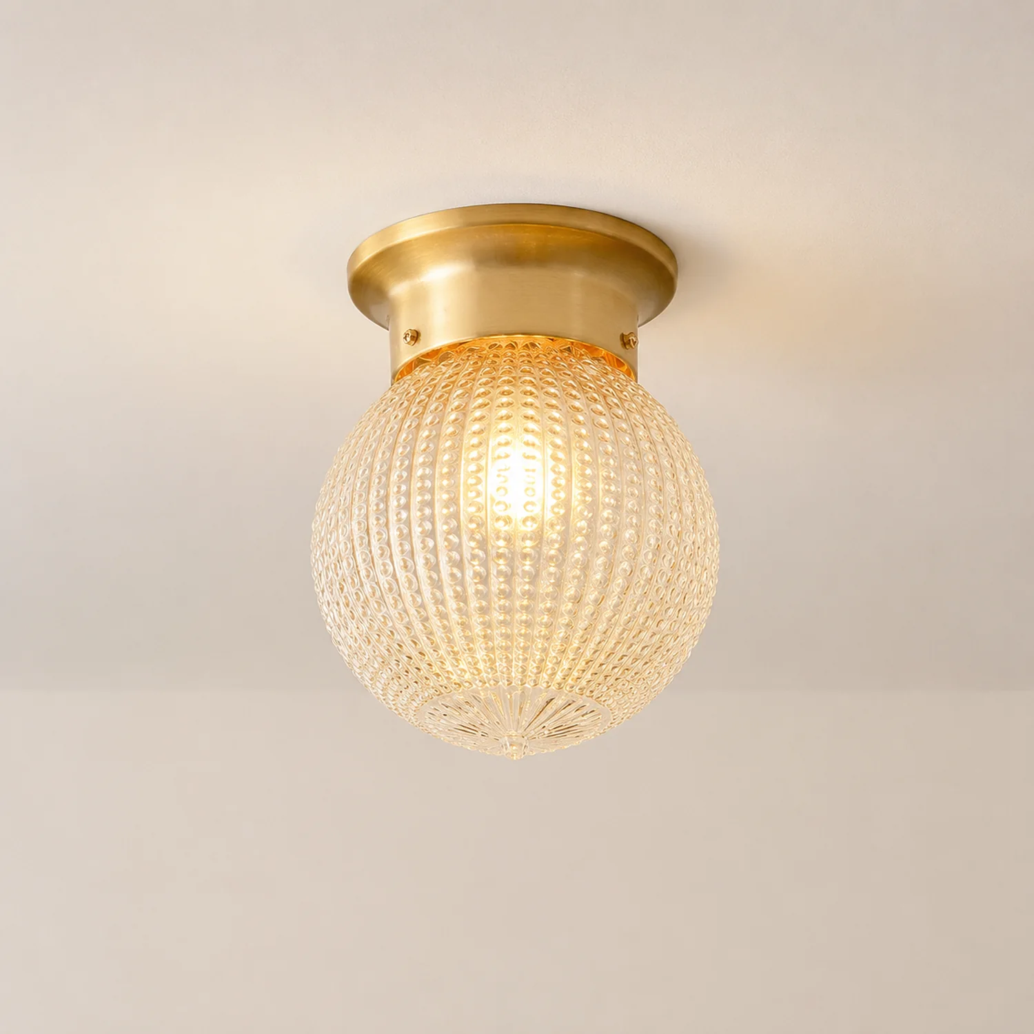 Reeded Globe Flush Ceiling Light - Lumpaz