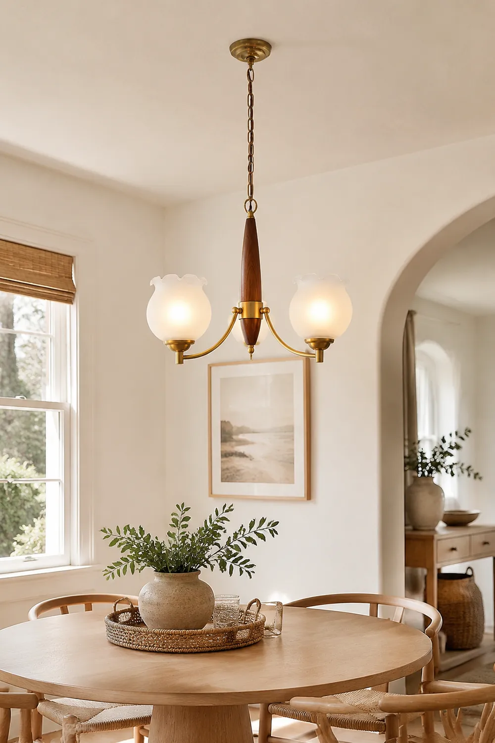 Tulips Glass Wood Chandelier - Lumpaz