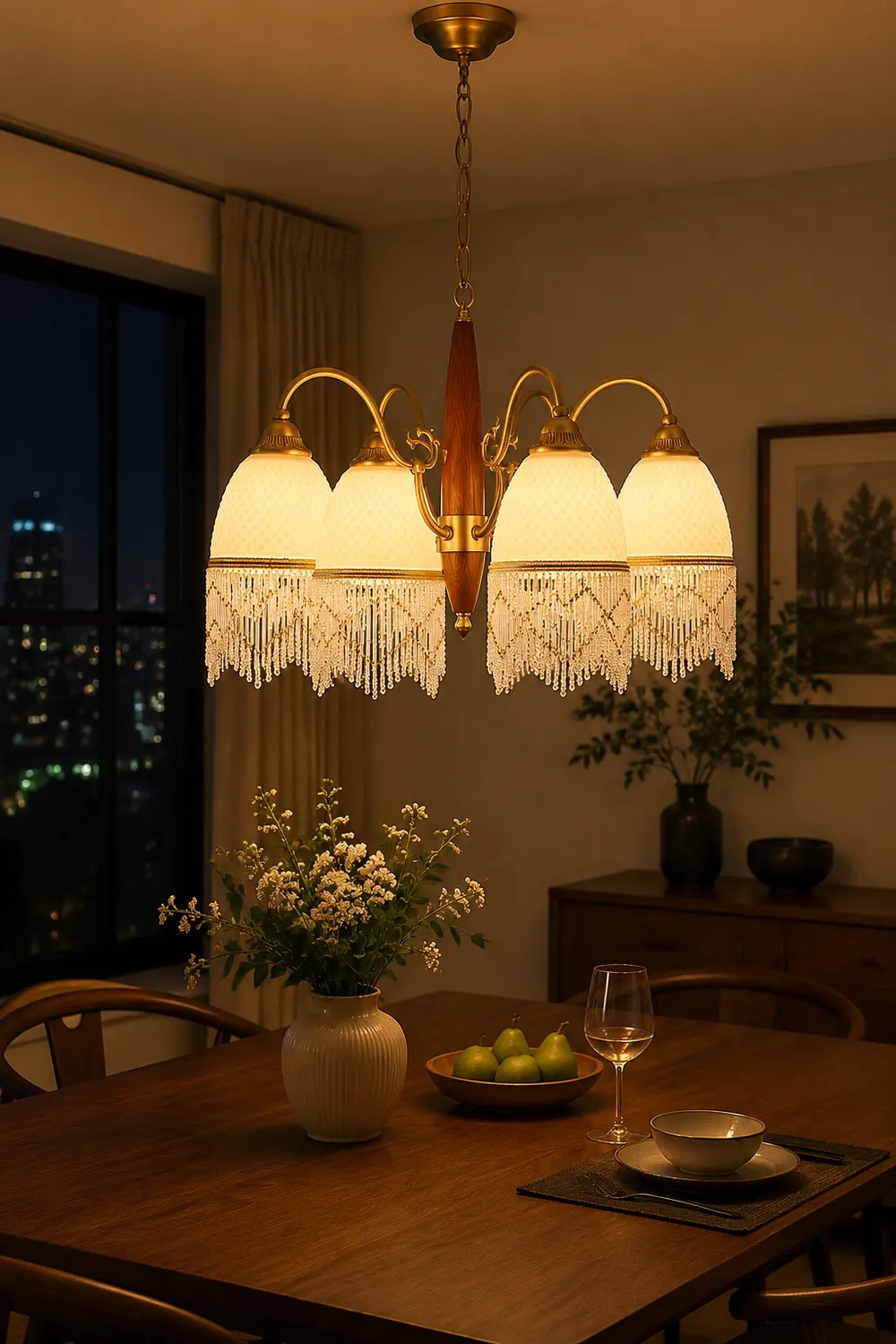 Mesh Tassel Glass Chandelier - Lumpaz