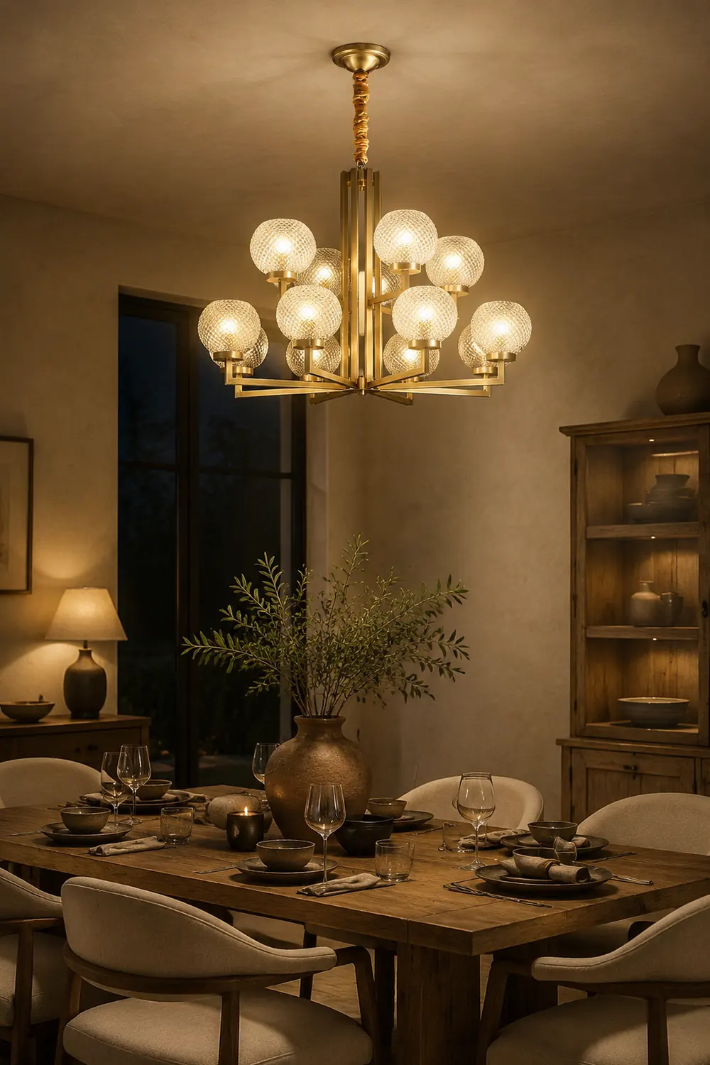 Ribbed Glass Brass Chandelier - Lumpaz