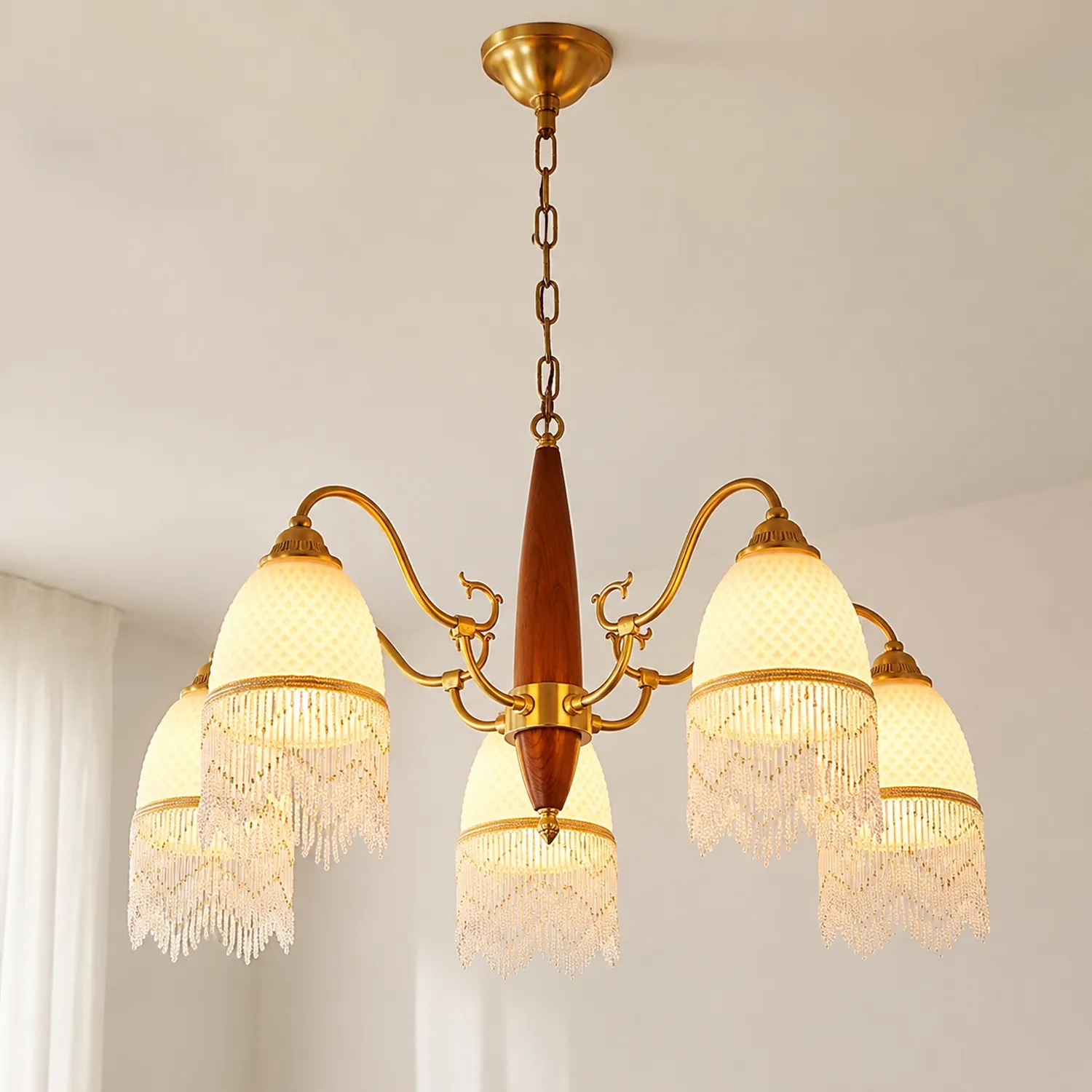 Mesh Tassel Glass Chandelier - Lumpaz