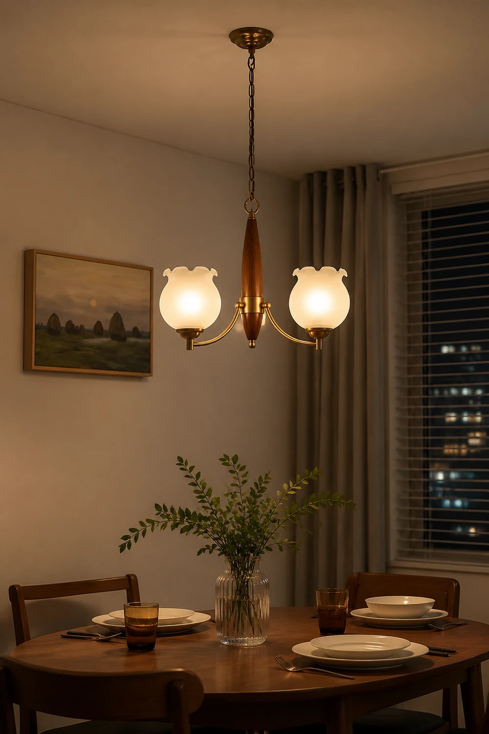 Tulips Glass Wood Chandelier - Lumpaz