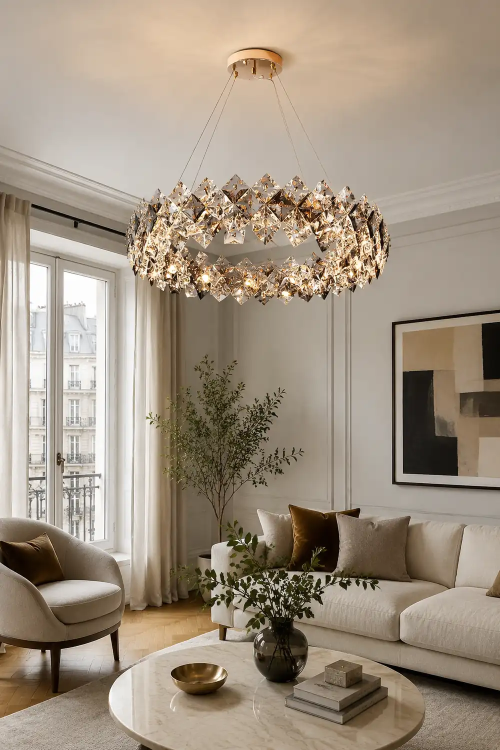 Scale Crystal Round Chandelier - Lumpaz