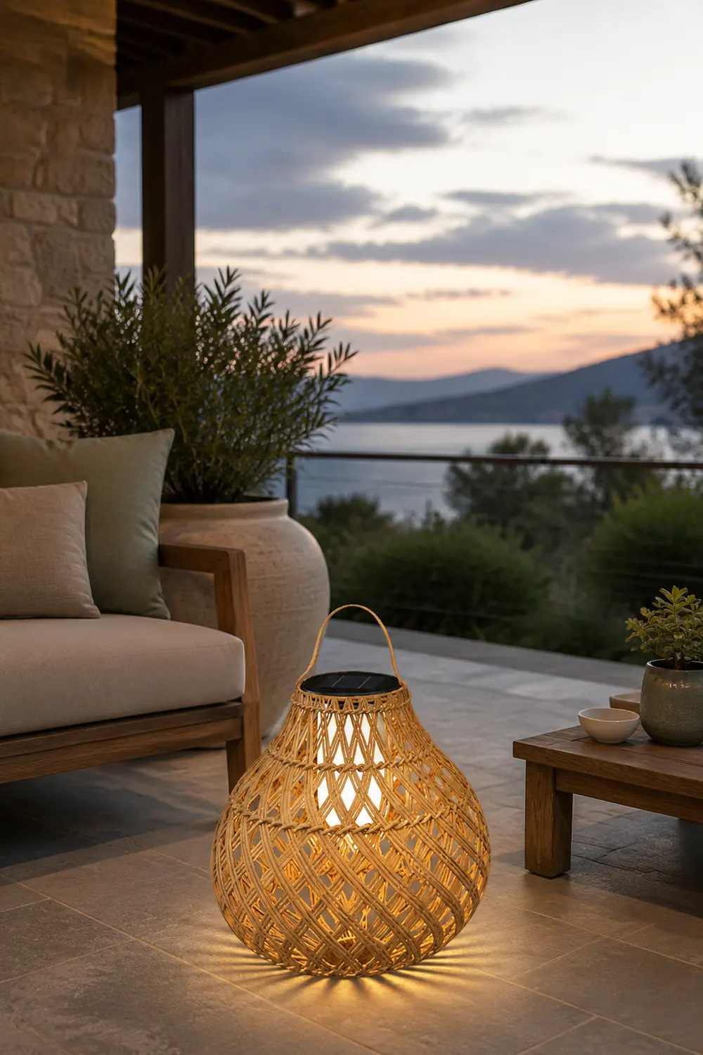 Woven Sphere Solar Lantern Outdoor Lamp - Lumpaz