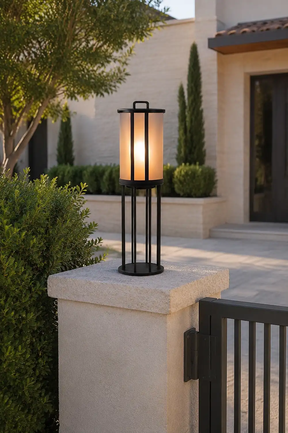 Round Pillar Acrylic Lantern Outdoor Lamp - Lumpaz