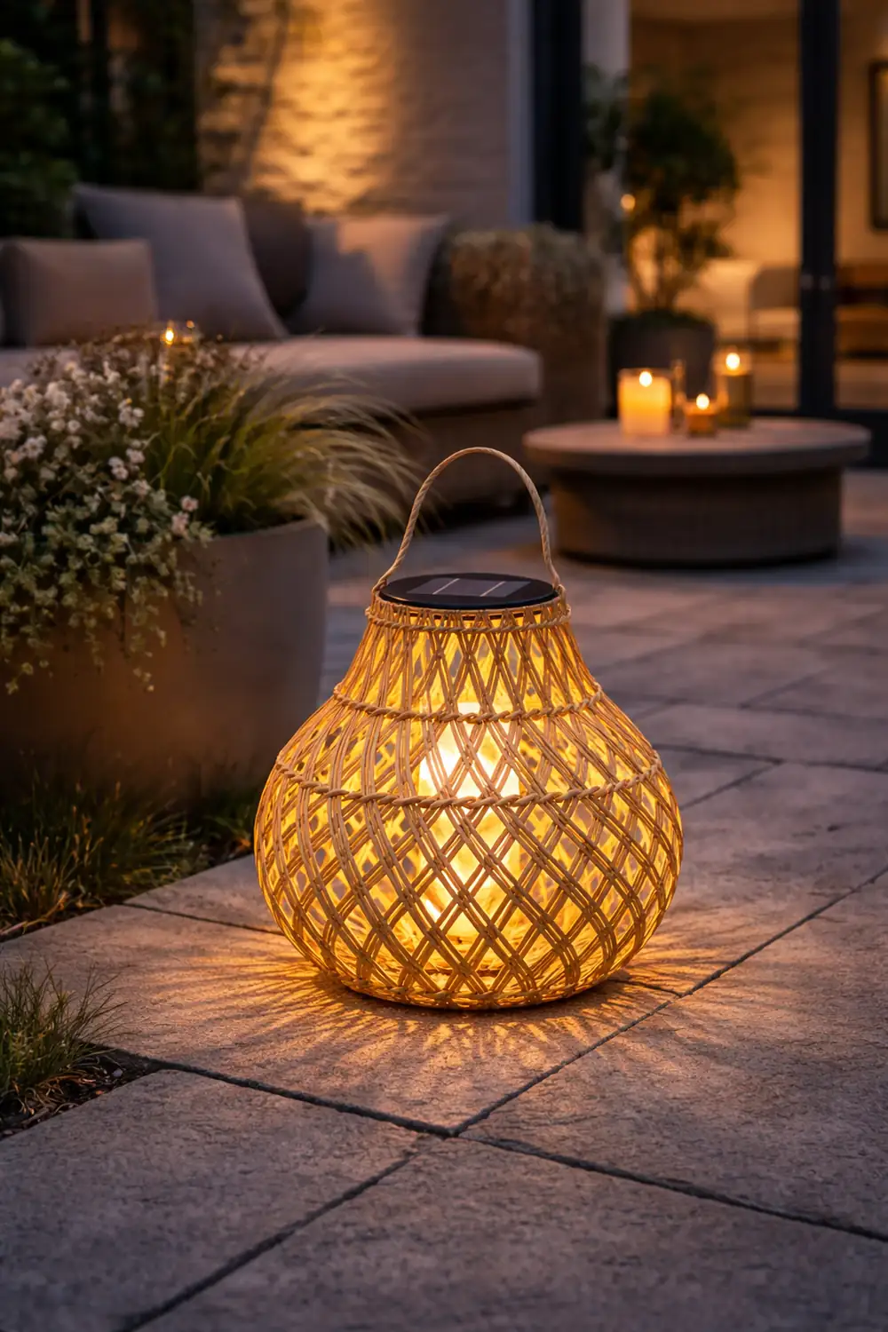 Woven Sphere Solar Lantern Outdoor Lamp - Lumpaz