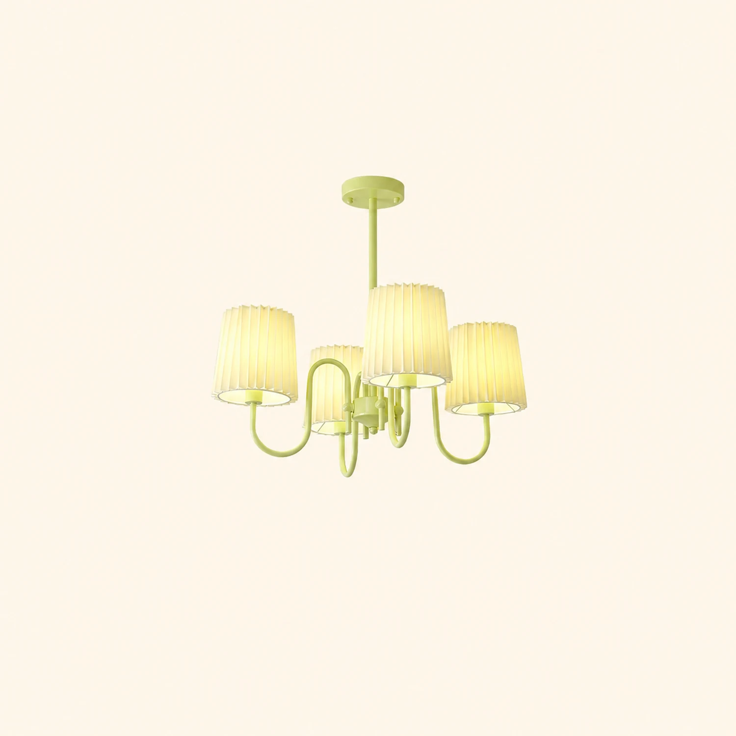 Pleated Fabric Matcha Chandelier - Lumpaz