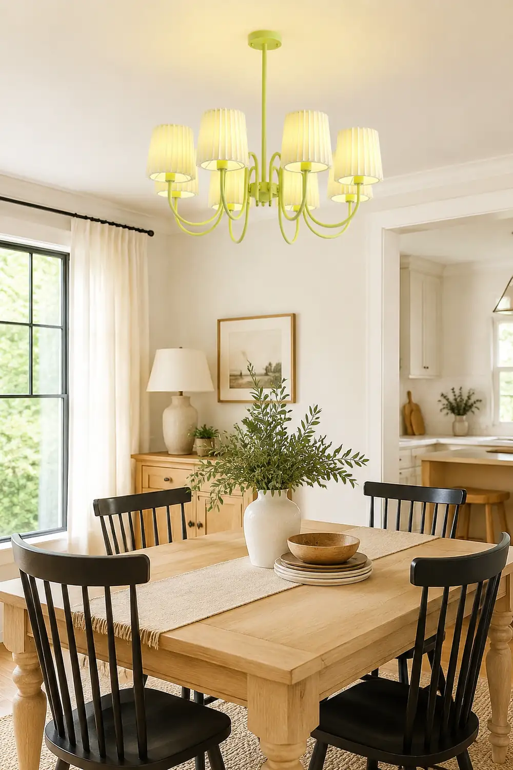 Pleated Fabric Matcha Chandelier - Lumpaz