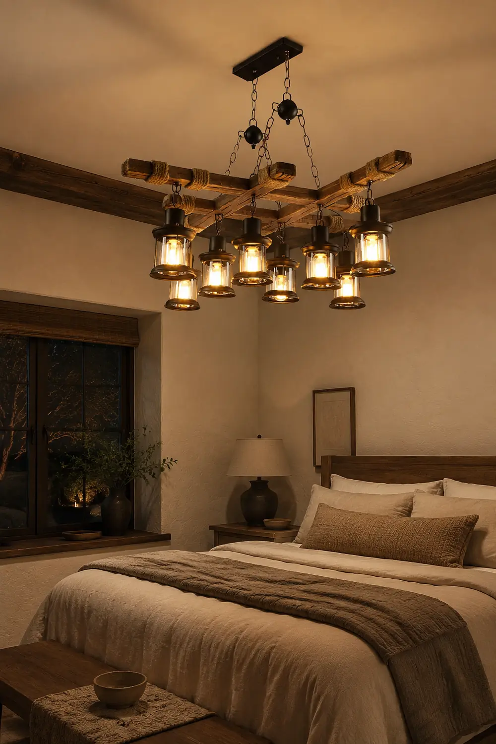 Vintage Wood Glass Chandeliers - Lumpaz