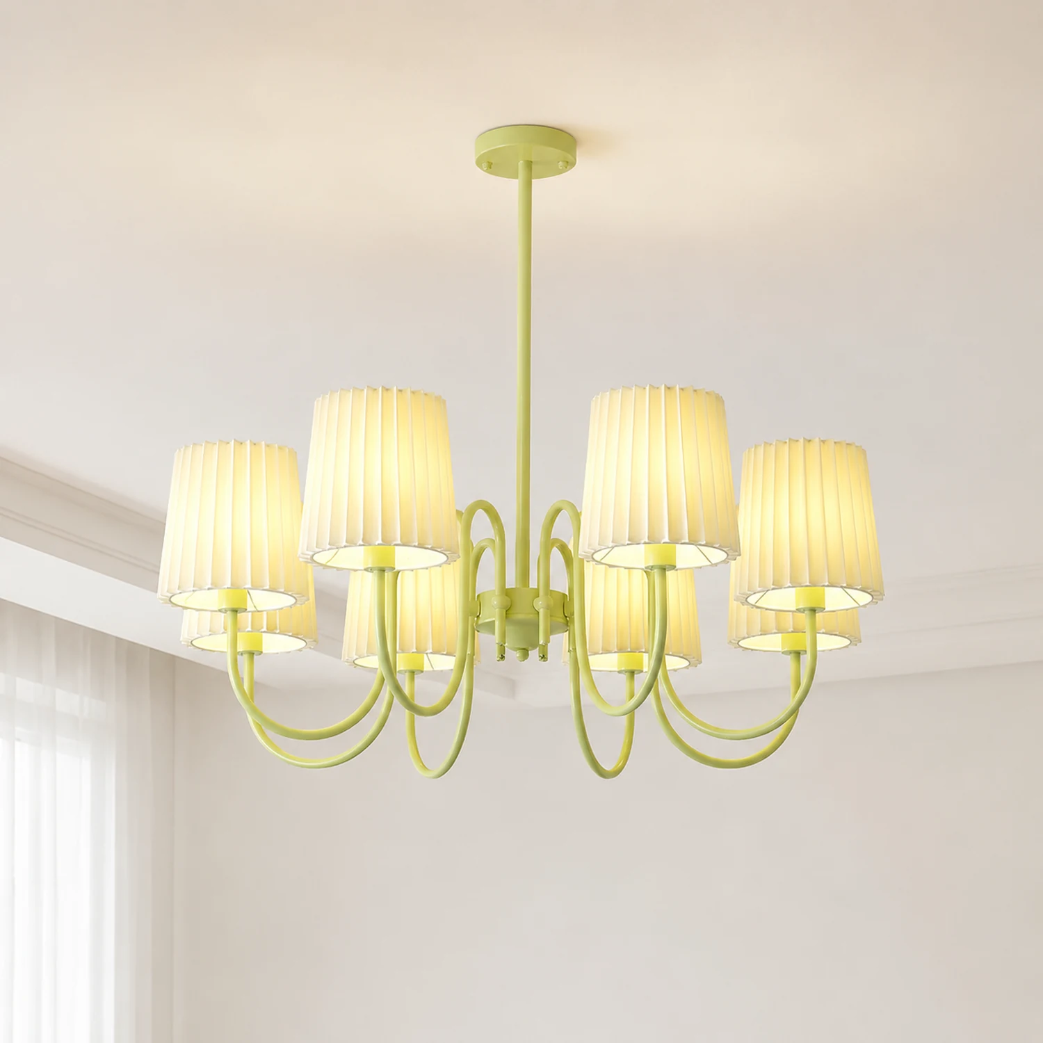 Pleated Fabric Matcha Chandelier - Lumpaz