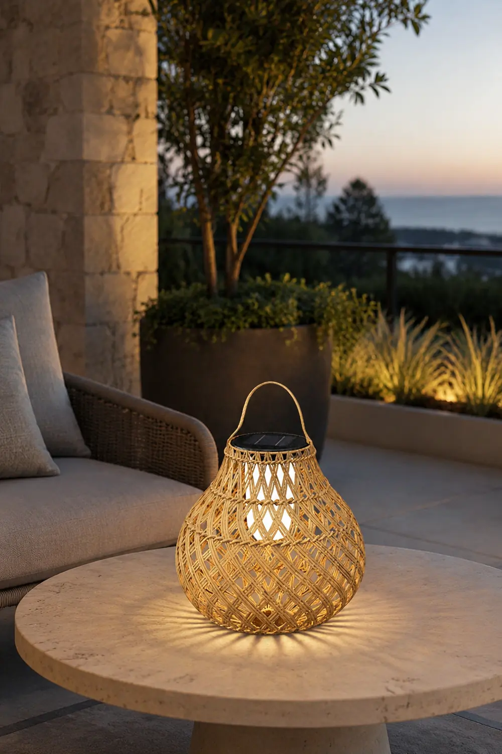 Woven Sphere Solar Lantern Outdoor Lamp - Lumpaz