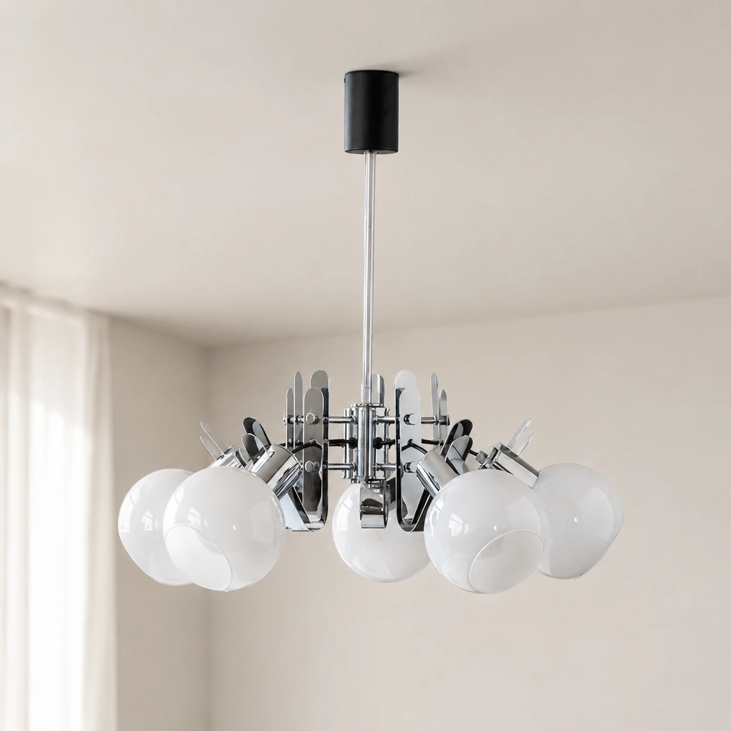 Vintage Geometrical Chrome Chandelier - Lumpaz