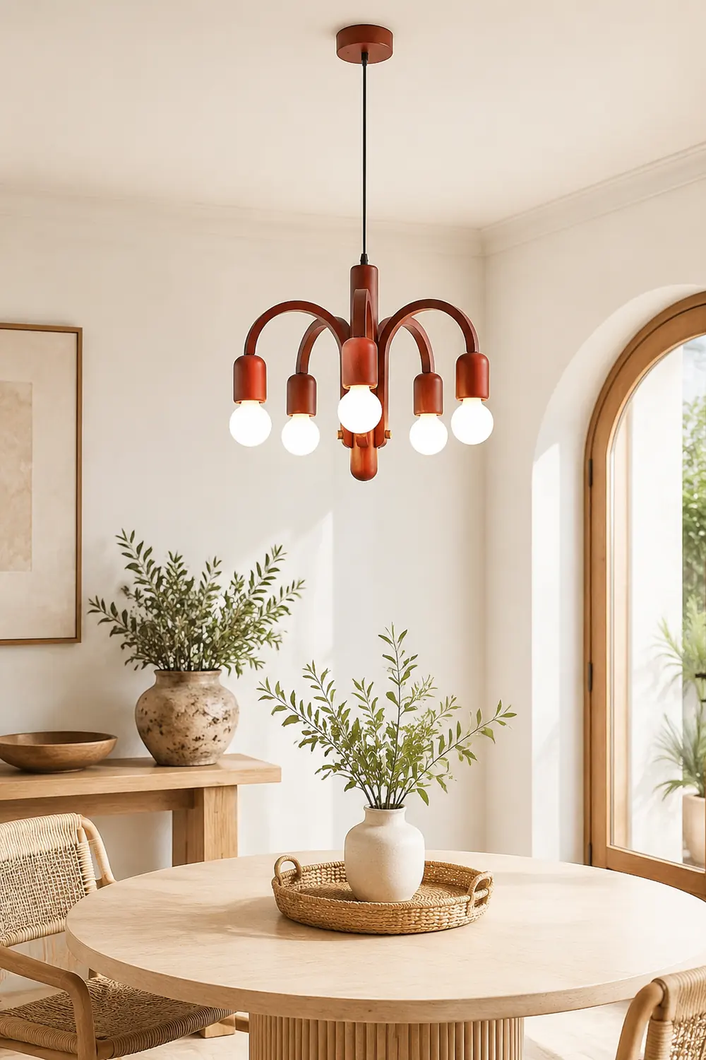 Candela Teak Chandelier - Lumpaz