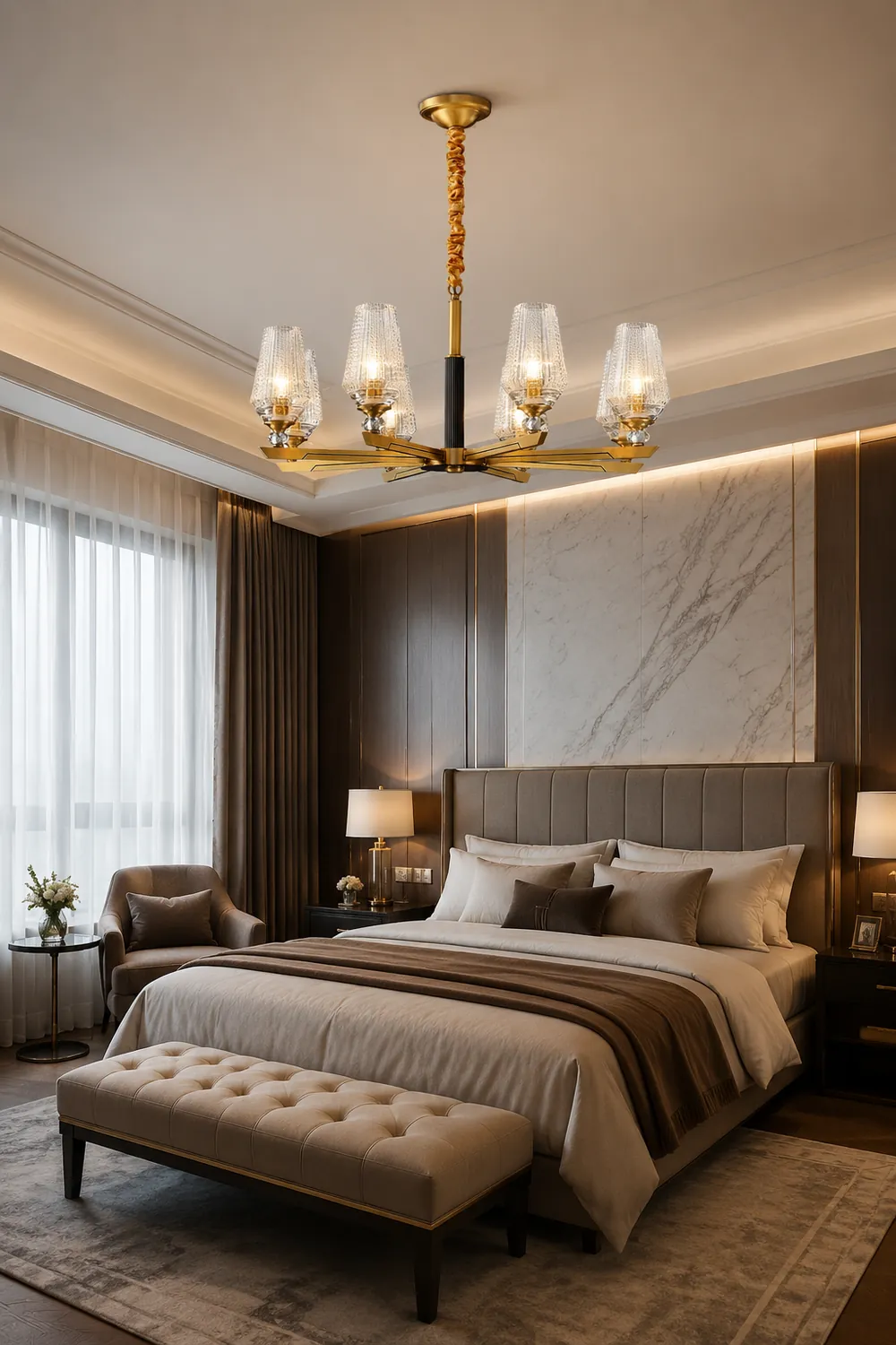 Orrefors Brass Chandelier - Lumpaz