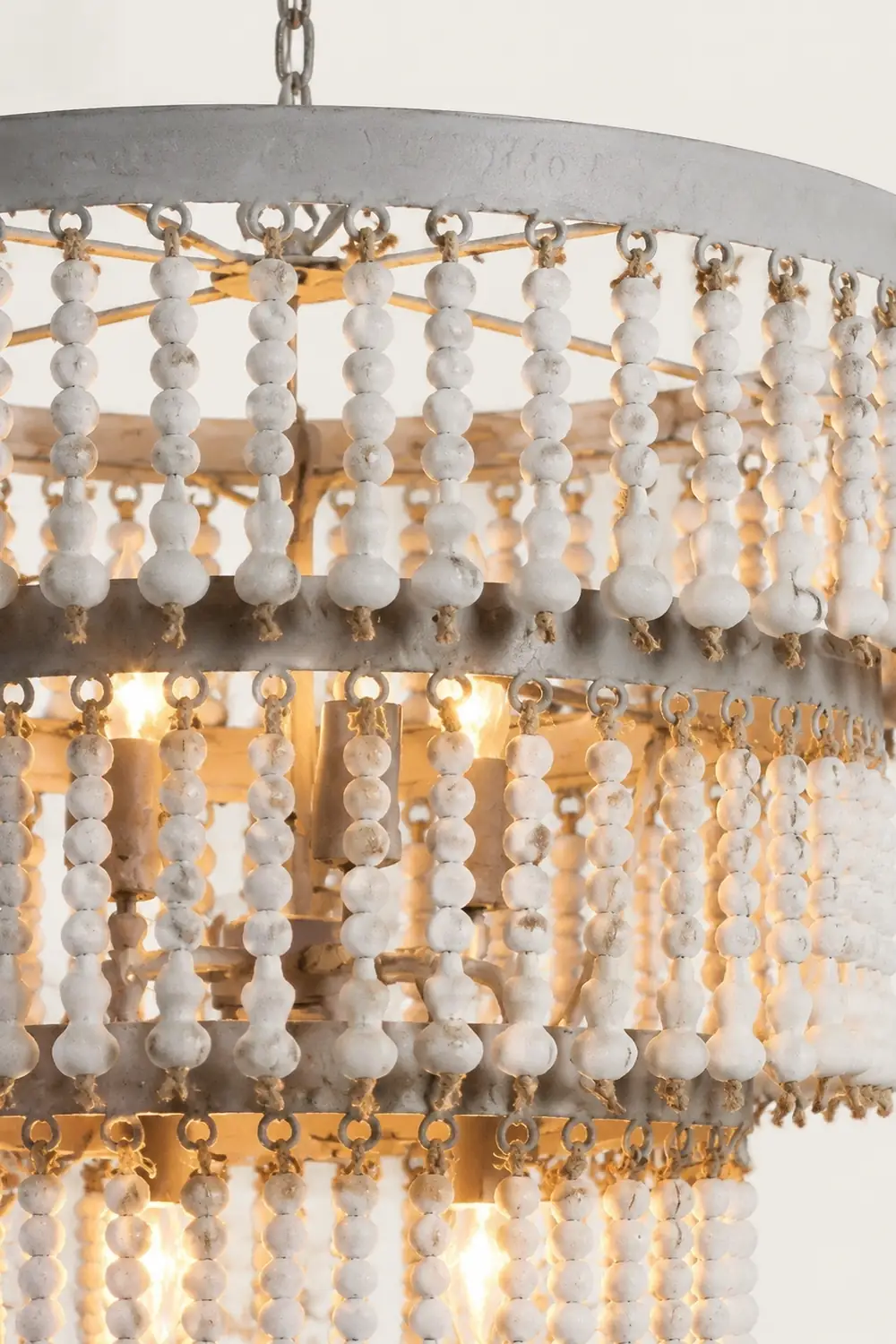 Three Tiered Wood Beaded Chandelier - Lumpaz