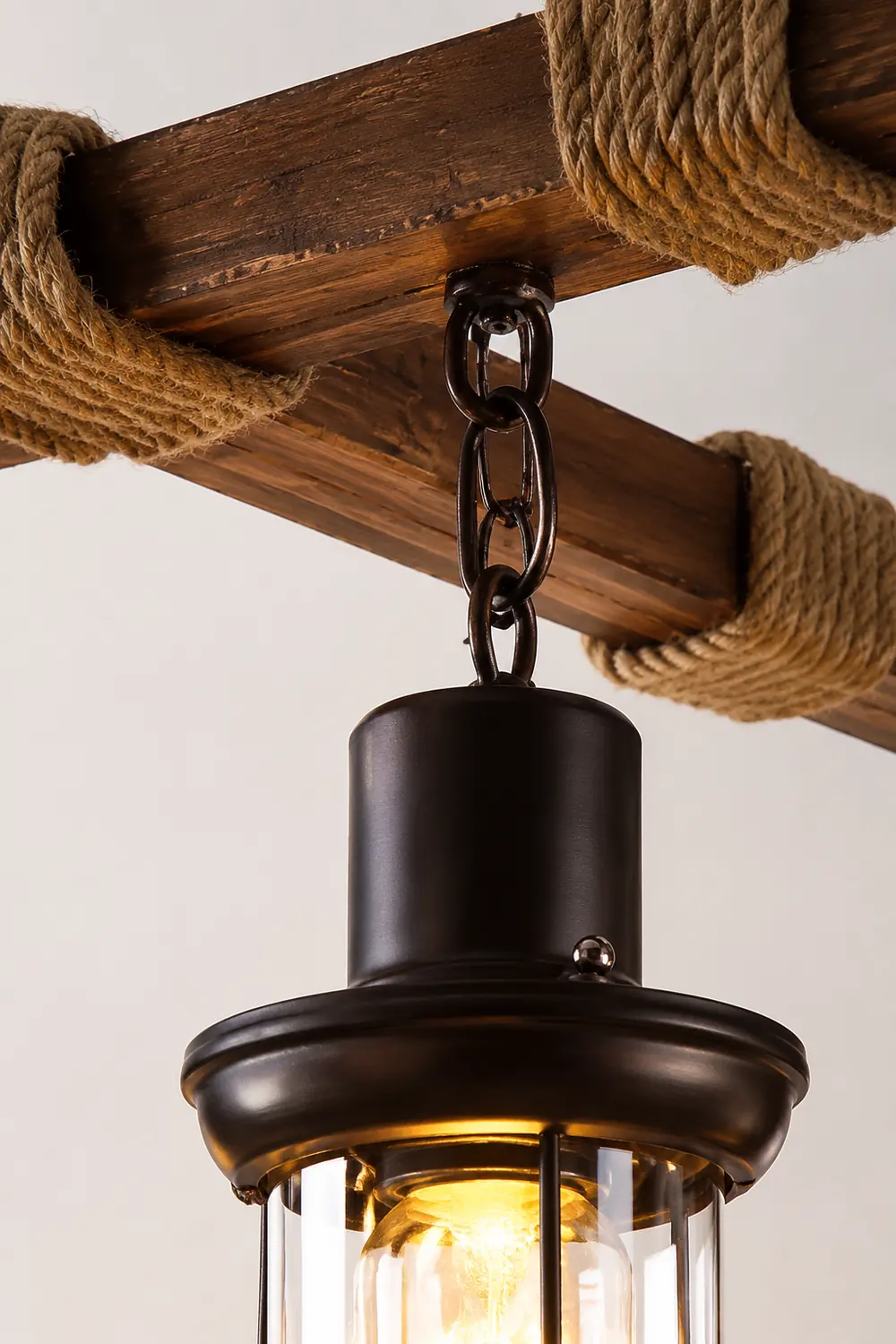 Vintage Wood Glass Chandeliers - Lumpaz