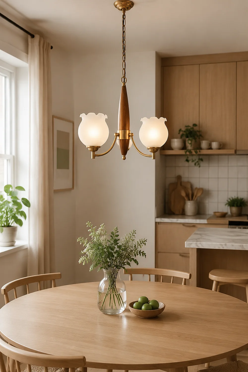 Tulips Glass Wood Chandelier - Lumpaz