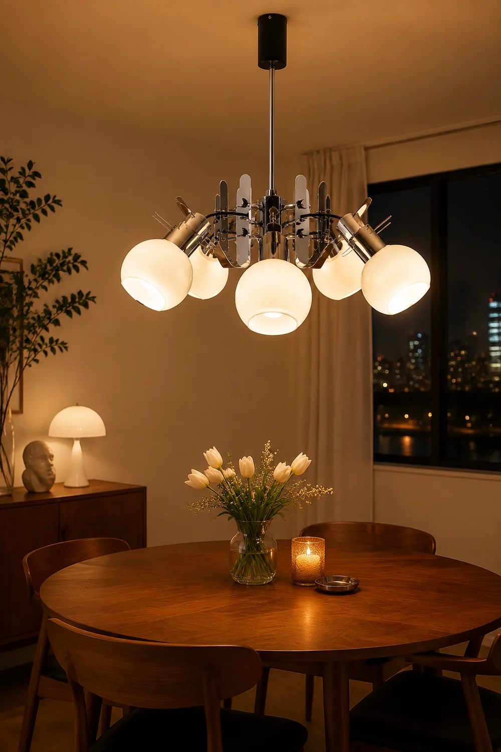 Vintage Geometrical Chrome Chandelier - Lumpaz