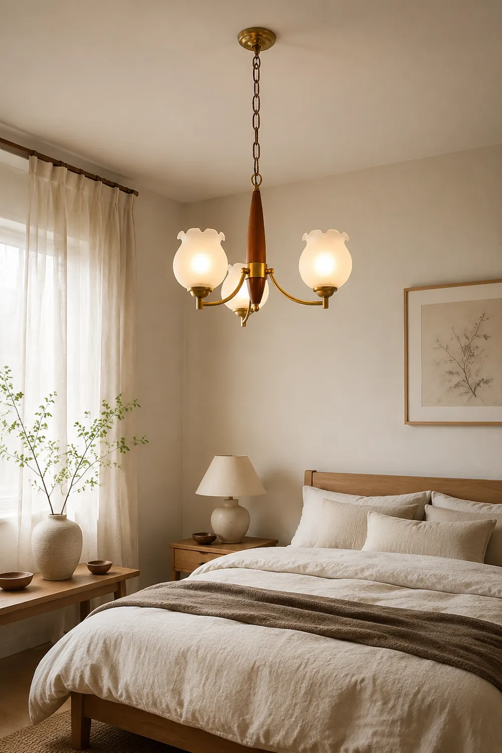 Tulips Glass Wood Chandelier - Lumpaz