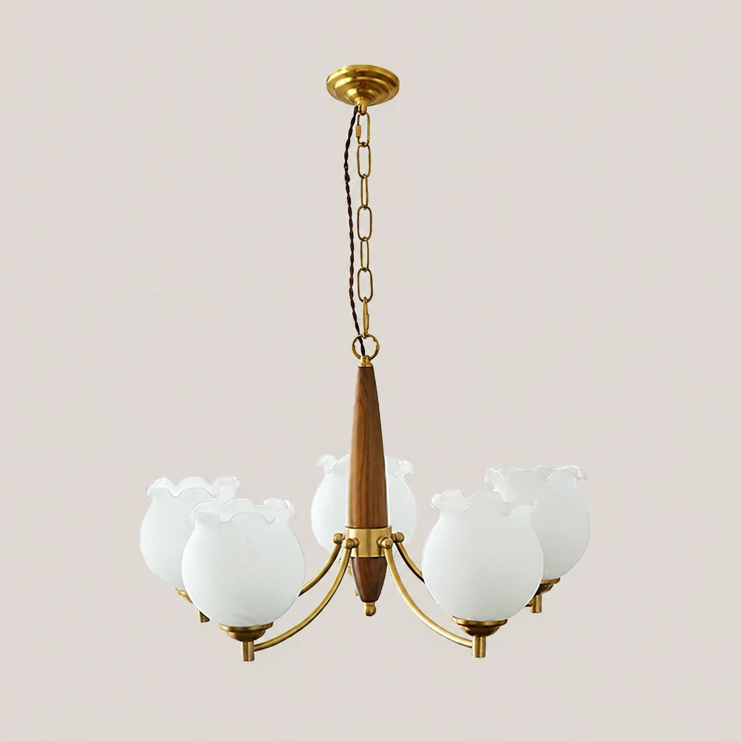 Tulips Glass Wood Chandelier - Lumpaz